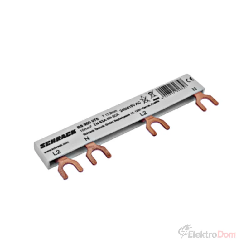 Sabirnica 2‑pol L2, 1xRCCB 4P do 1xRCBO 1+N, 6MW, 10mm²