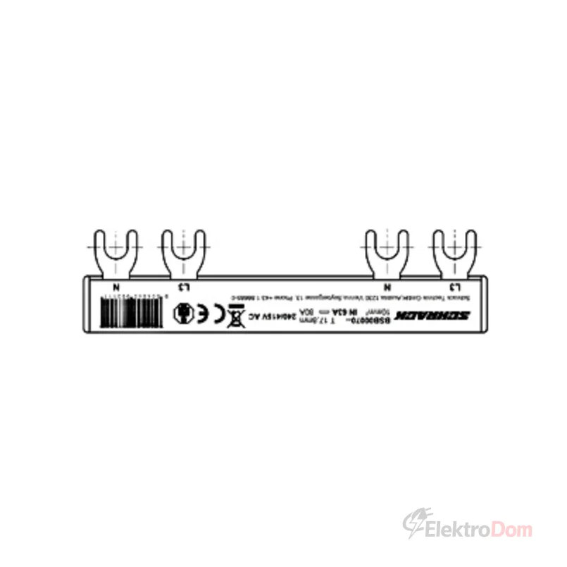 Sabirnica 2‑pol L3, 1xRCCB 4P do 1xRCBO 1+N, 6MW, 10mm²